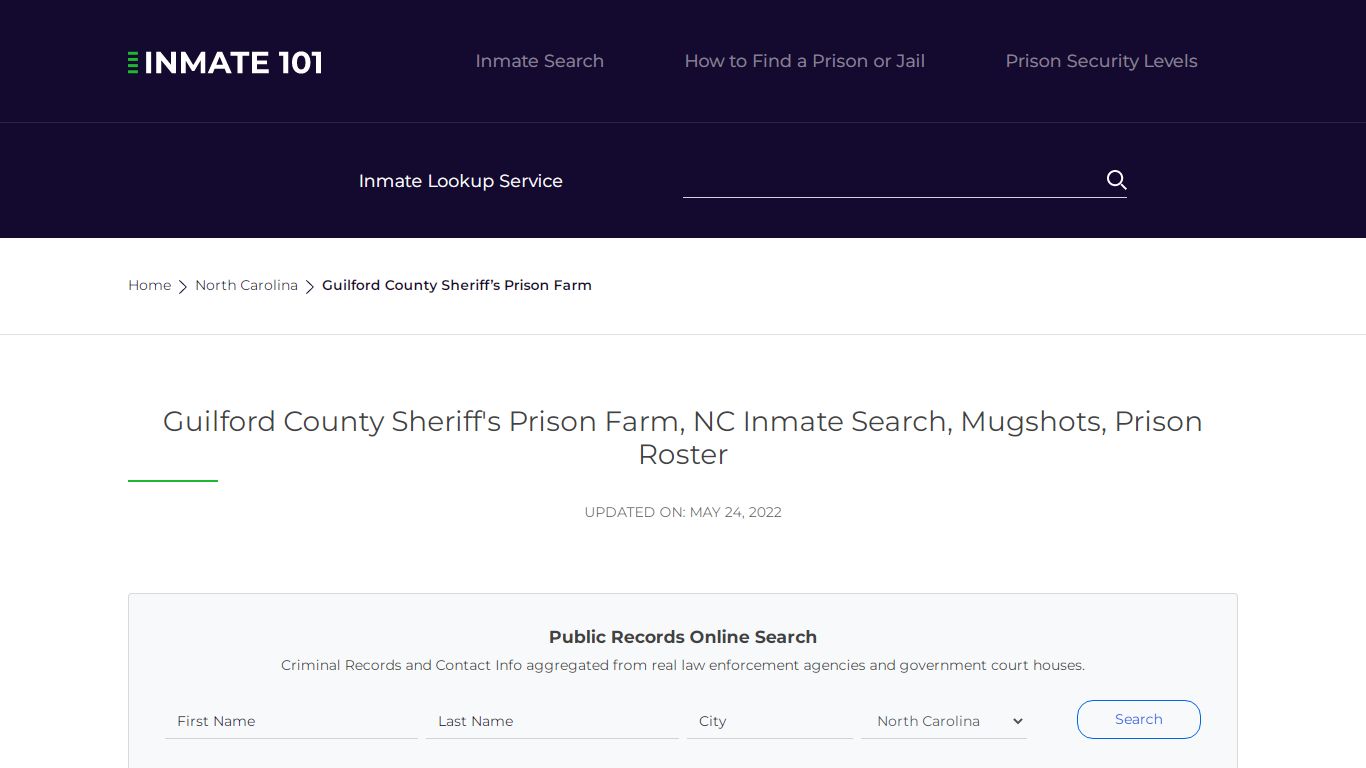 Guilford County Sheriff's Prison Farm, NC Inmate Search ...